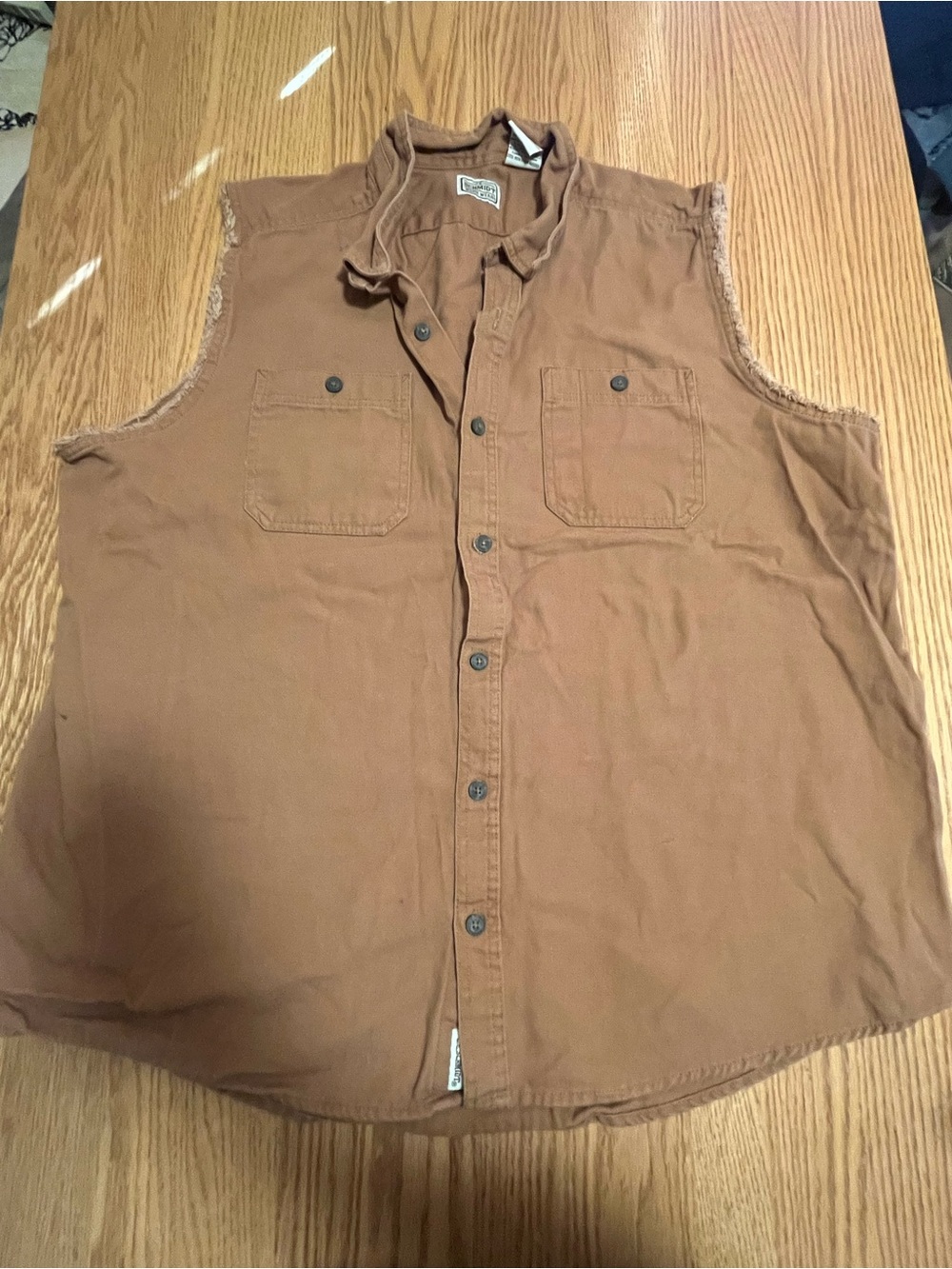 C.E. Schmidt Shirt Mens XXL  Brown Canvas Sleeveless Button Workwear